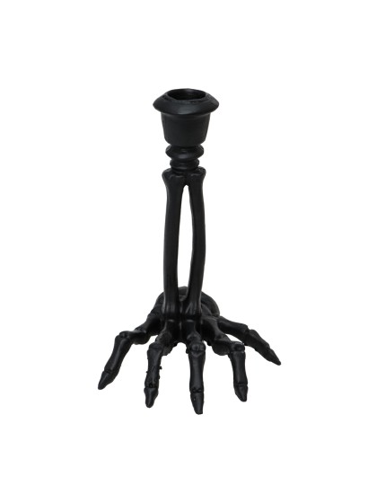 RESIN BLACK SKELETON HAND CANDLEHOLDER 12CM X 11.5CM X 16CM