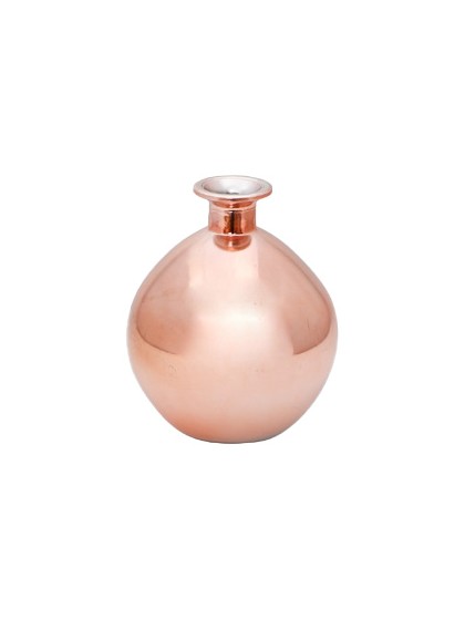 VASE KUGEL ROSA GOLD METALL DIA 12.5CM X 14.5CM
