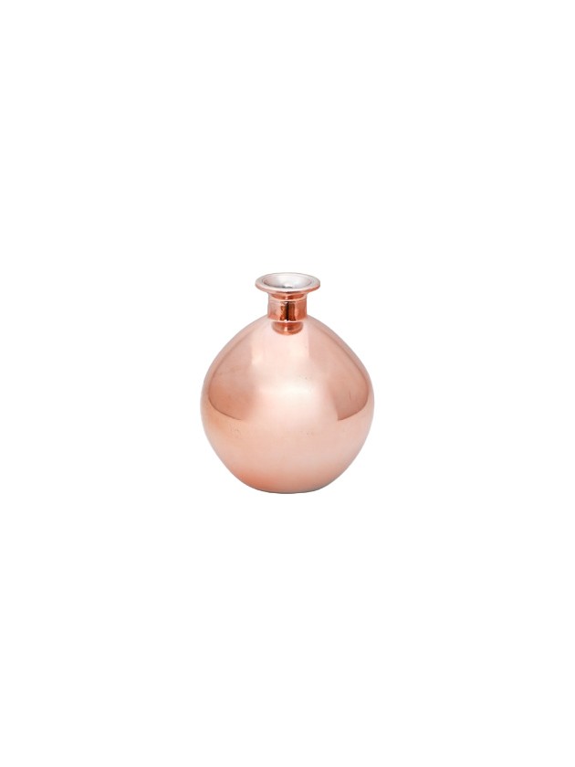 VASE KUGEL ROSA GOLD METALL DIA 12.5CM X 14.5CM