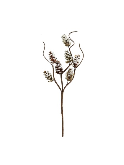 MINI TANNENZAPFENS NATUR SCHNEE AUF STIEL 17CM