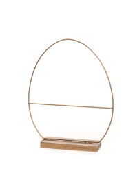 METAL TABLE CENTER EGG SHAPE ON WOODEN BASE 22CM X 5CM X 28CM