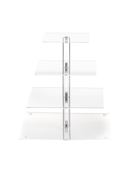 PRESENTOIR A COCKTAIL PLEXI 4 NIVEAUX CARRES 30CM X 30CM X 32CM