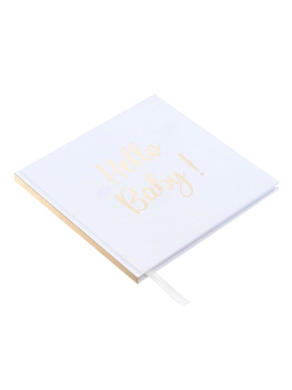 GUEST BOOK HELLO BABY METAL GOLD 20.5CM X 20.5CM