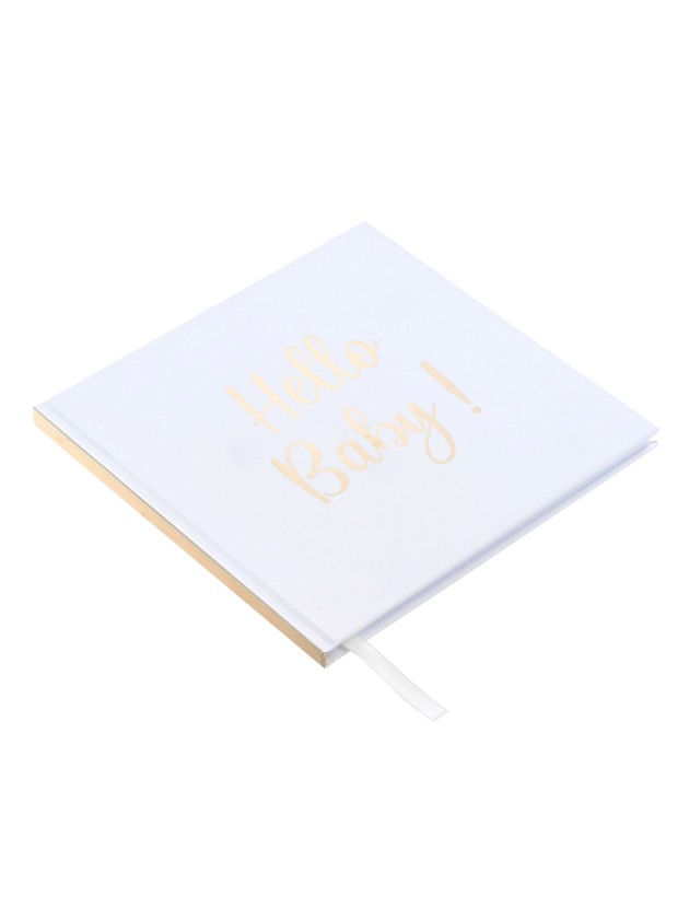 GUEST BOOK HELLO BABY METAL GOLD 20.5CM X 20.5CM