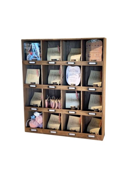 WOODEN FURNITURE 16 COMPARTMENTS 64CM X 13CM X 70CM