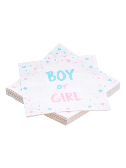 PAQUET 20 SERVIETTES 3 PLIS BOY OR GIRL 33CM X 33CM