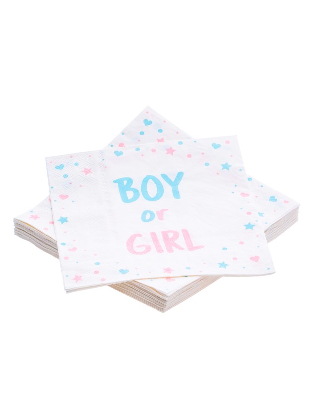 PAQUET 20 SERVIETTES 3 PLIS BOY OR GIRL 33CM X 33CM