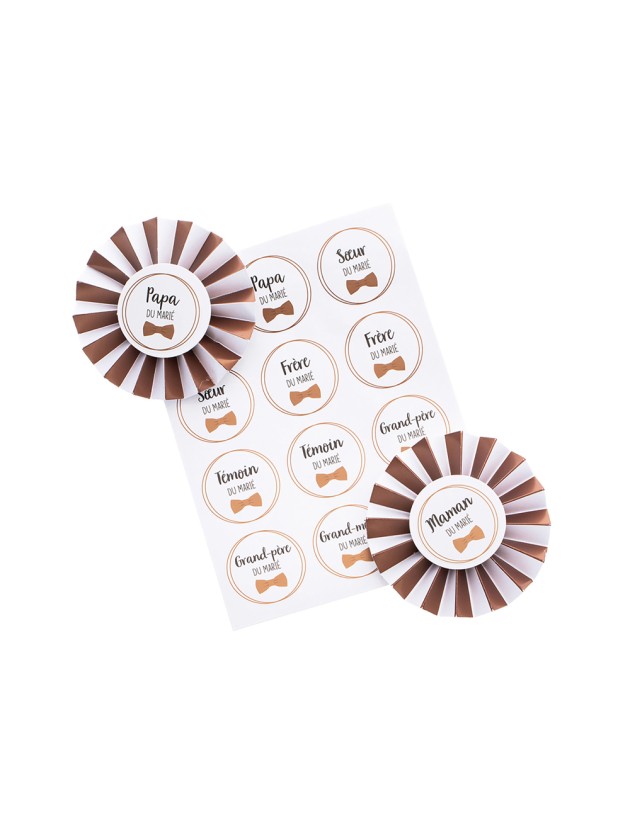 SET 8 BADGES WITH 36 STICKERS DIA 8CM