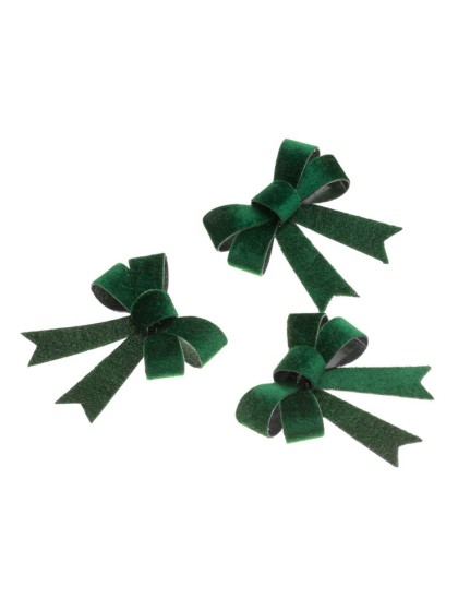 3 VELVET DARK GREEN BOWS 10CM X 12.7CM