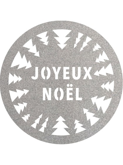 6 SETS DE TABLE PAILLETTES PREMIUM ARGENT JOYEUX NOEL SAPINS DIA 34CM