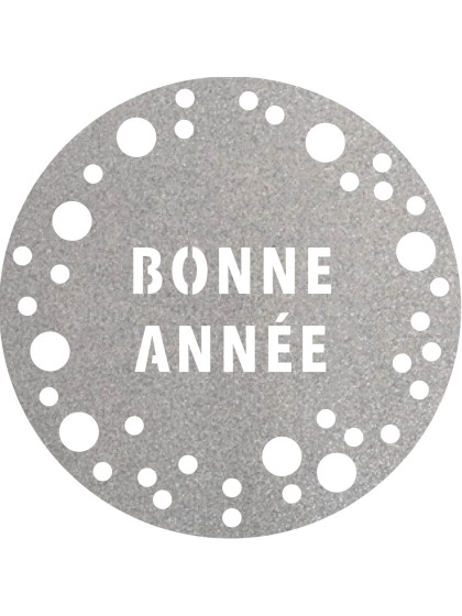 6 SETS DE TABLE PAILLETTES PREMIUM ARGENT BONNE ANNEE COSMIC DIA 34CM