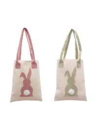 TÜTE HASE POMPOM VICHY - 2 SORT. 19CM X 1CM X 24CM