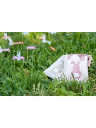 BAG WITH POMPOM GINGHAM RABBIT 2ASS 19CM X 1CM X 24CM