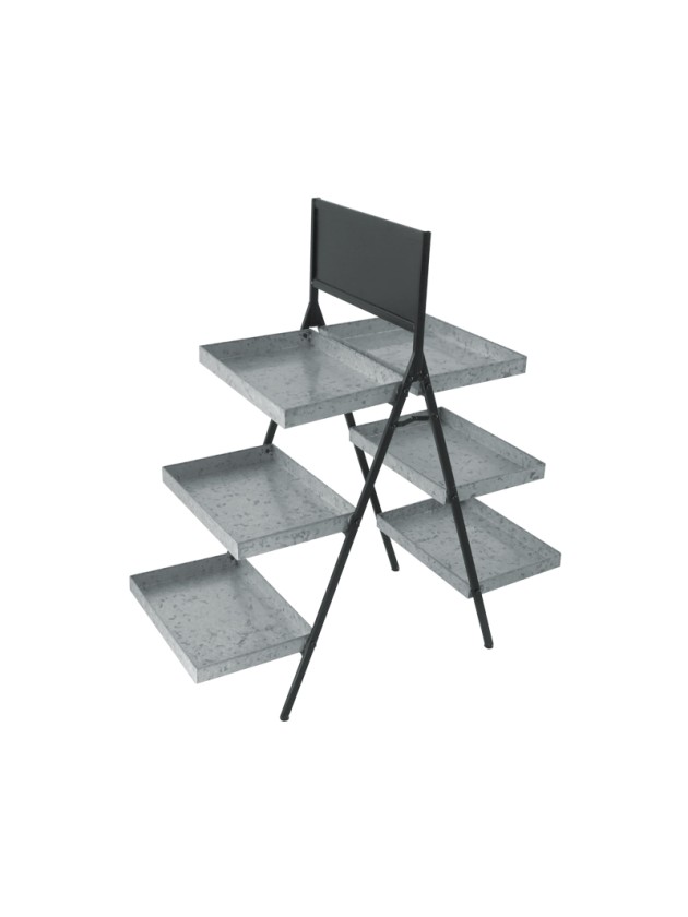 ETAGERE EN METAL 3 NIVEAUX AVEC ARDOISE 100CM X 42CM X 106CM