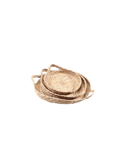 SET DE 3 PLATEAUX EN MATIERE NATURELLE DIA 31CM / 26CM / 20CM