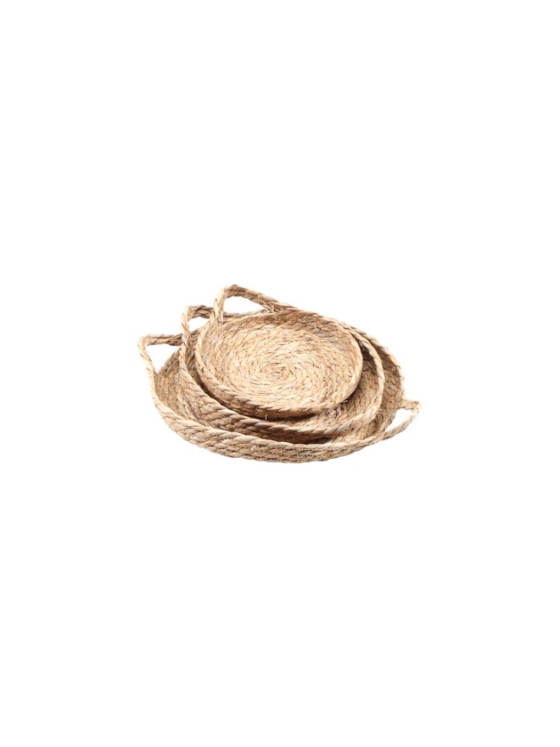 SET OF 3 NATURAL FIBER TRAYS DIA 31CM / 26CM / 20CM