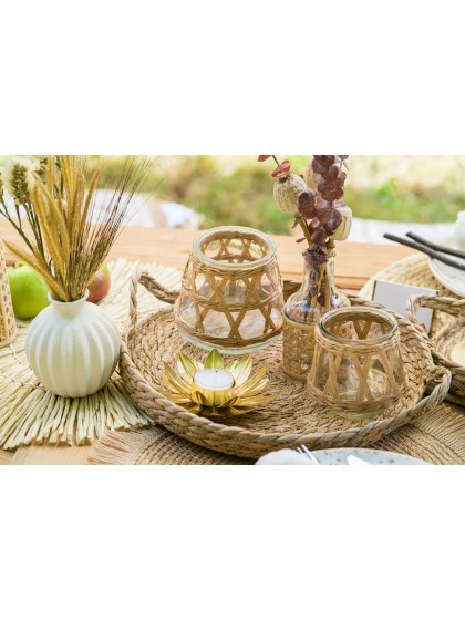 SET AUS 3 PLATEAUX IN MATIERE NATUR DIA 31CM / 26CM / 20CM
