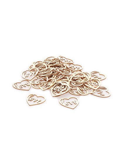 BEUTEL 24 CONFETTIS IN HOLZ HERZ LOVE 4CM X 4CM X 0.1CM