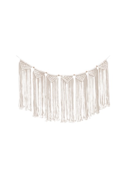 MACRAME AND PEARLS FRINGE GARLAND 100CM X 49CM