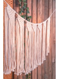 MACRAME AND PEARLS FRINGE GARLAND 100CM X 49CM