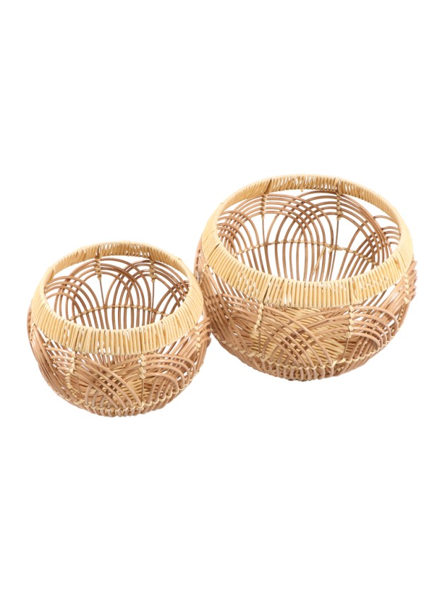 SET 2 ROUND STRAW BASKETS 30CM X 20CM X 25CM/25CM X 15CM X 20CM