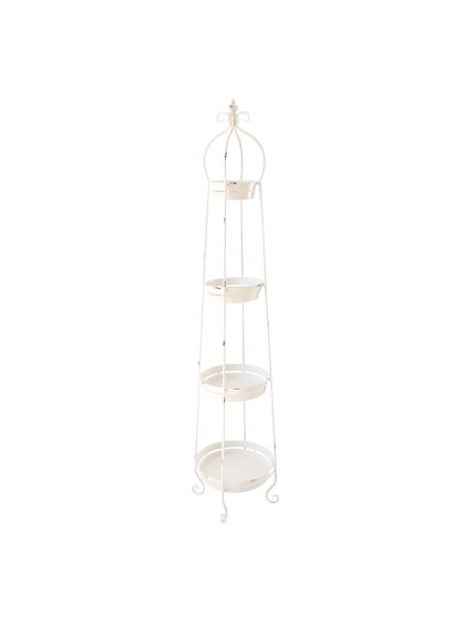 WHITE METAL PLANT HOLDER 4 LEVELS DIA 35CM X 170CM