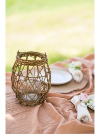 LANTERNE ROTIN VERRE DIA 19CM X 23/35CM