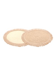 TISCHSET RUND JUTE FRANSEN - 2 SORT. DIA 38CM