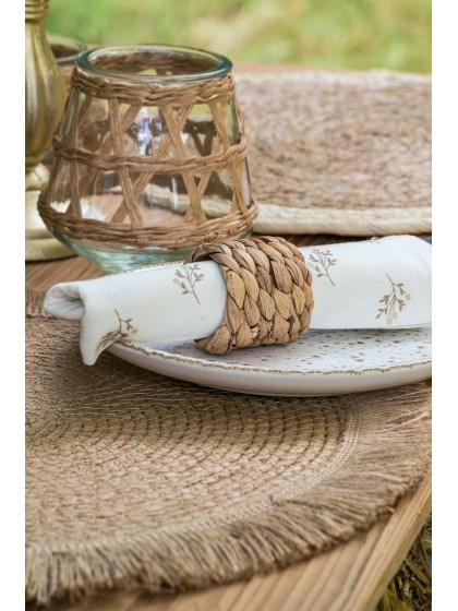 SET DE TABLE ROND JUTE FRANGE - 2 ASS DIA 38CM
