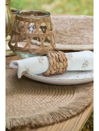 SET DE TABLE ROND JUTE FRANGE - 2 ASS DIA 38CM