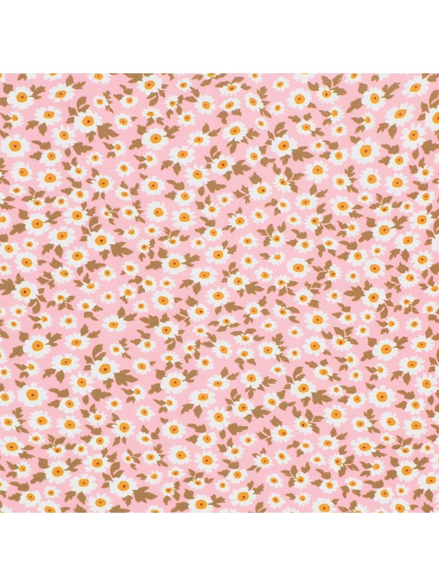 CHEMIN DE TABLE TISSU MARGUERITE ROSE 28CM X 3M