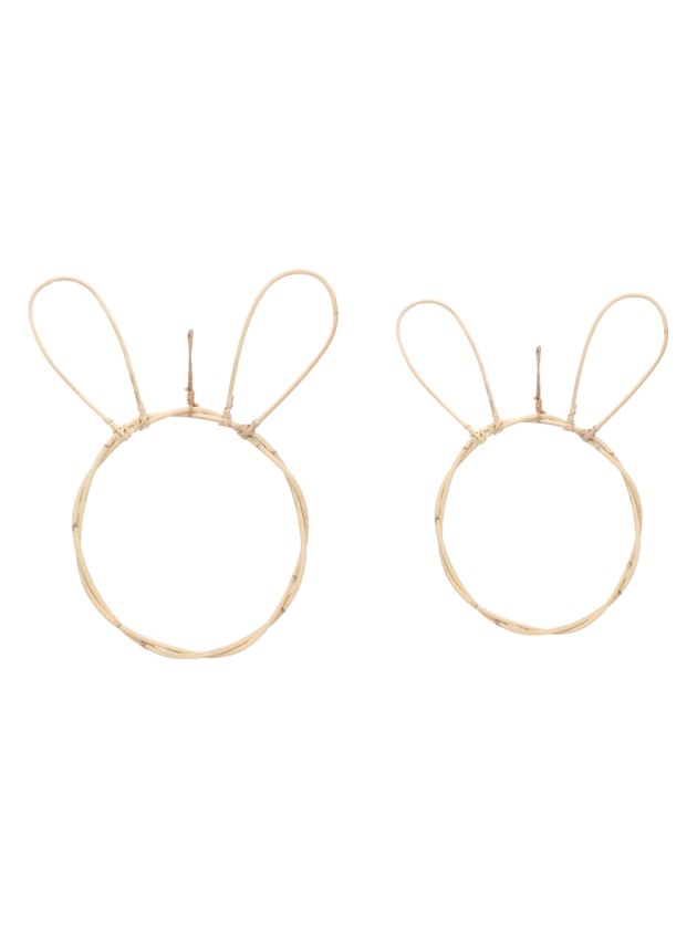 SET 2 RATTAN RABBIT HEADS AROUND 35CM X 1.5CM X 48CM/ 36CM X 1.5CM X 42CM