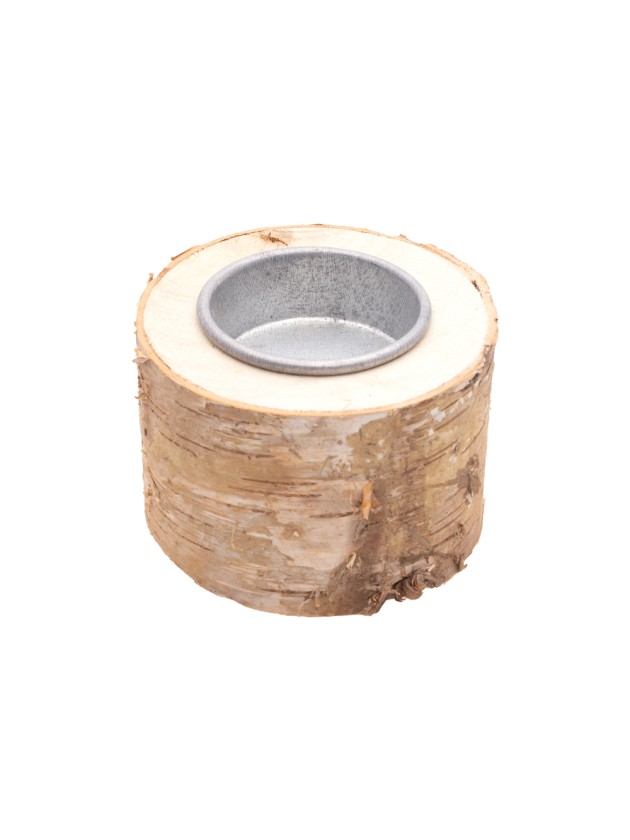 BIRCH TRUNK CANDLEHOLDER DIA 7.5CM X 5CM