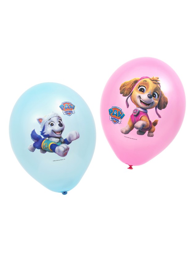 SET 6 PINK LATEX BALLOONS 2 ASSORTED PAW PATROL © DIA 27CM
