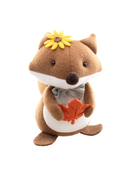 BROWN/WHITE FLORA FOX 11CM X 10CM X 15CM