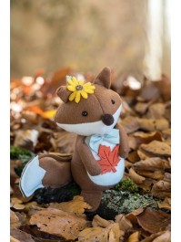 FUCHS STOFF FLORA BRUN/BLANC 11CM X 10CM X 15CM