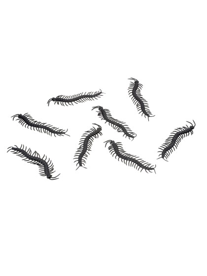 SET 8 MILLE-PATTES PVC SCHWARZ 14CM X 3.5CM