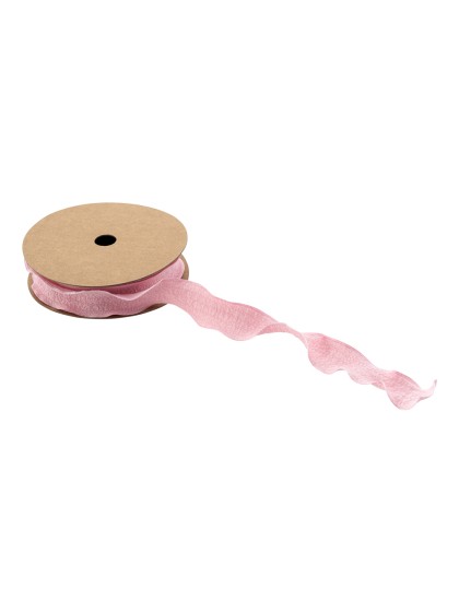 RUBAN PLISSE ROSE PASTEL 2.5CM X 10M