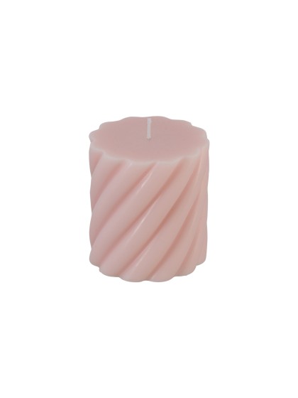 BOUGIE PILIER TORSADE ROSE NUDE DIA 7CM X 7.5CM