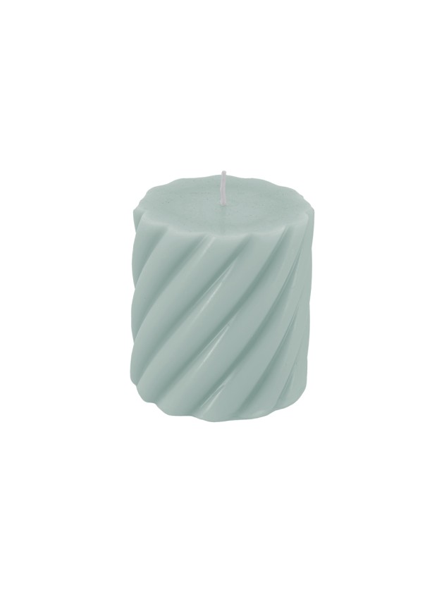 BOUGIE PILIER TORSADE VERT SAUGE DIA 7CM X 7.5CM