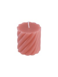 BOUGIE PILIER TORSADE ROSE FLAMINGO DIA 7CM X 7.5CM