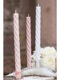 SET 2 BOUGIES FLAMBEAU TORSADE VIEUX ROSE DIA 2.2CM X 26CM