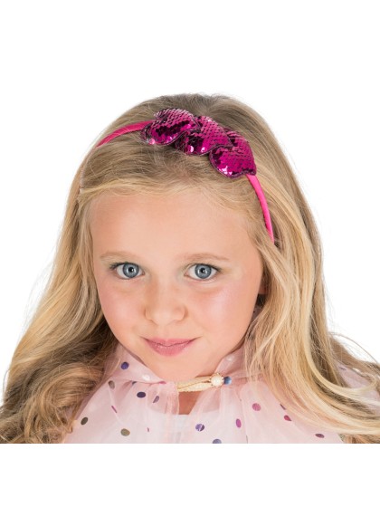 SERRE TETE 3 COEURS A SEQUINS ROSES 
