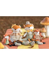 SITTING FOX FABRIC GINGHAM - 2 ASS GIRL AND BOY 6CM X 10CM X 27CM HT