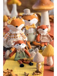 SITTING FOX FABRIC GINGHAM - 2 ASS GIRL AND BOY 6CM X 10CM X 27CM HT