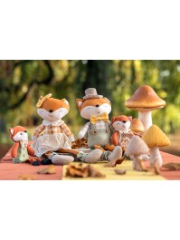 GROSS FUCHS ASSIS STOFF MIT SCHLEIFE UND HUT - 2 SORT. MÄDCHEN JUNGE 9CM X 14CM X 43CM