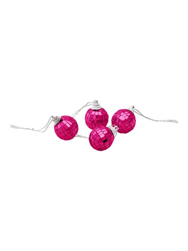 BOITE DE 12 MINI BOULES A FACETTES FUCHSIA DIA 3CM X 3CM