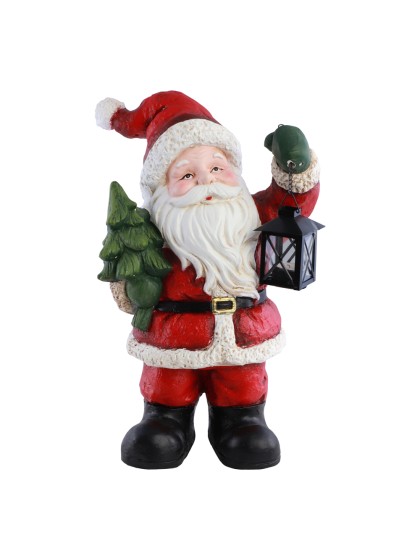 PERE NOEL AVEC SAPIN MAGNESIE ET LANTERNE METAL 20CM X 27CM X 47CM