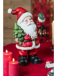 WEIHNACHTSMANN MIT TANNE MAGNESIA UND LATERNE METALL 20CM X 27CM X 47CM