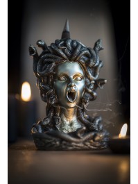 FONTAINE ENCENS POLYRESIN MEDUSA 13CM X 13CM X 18.5CM